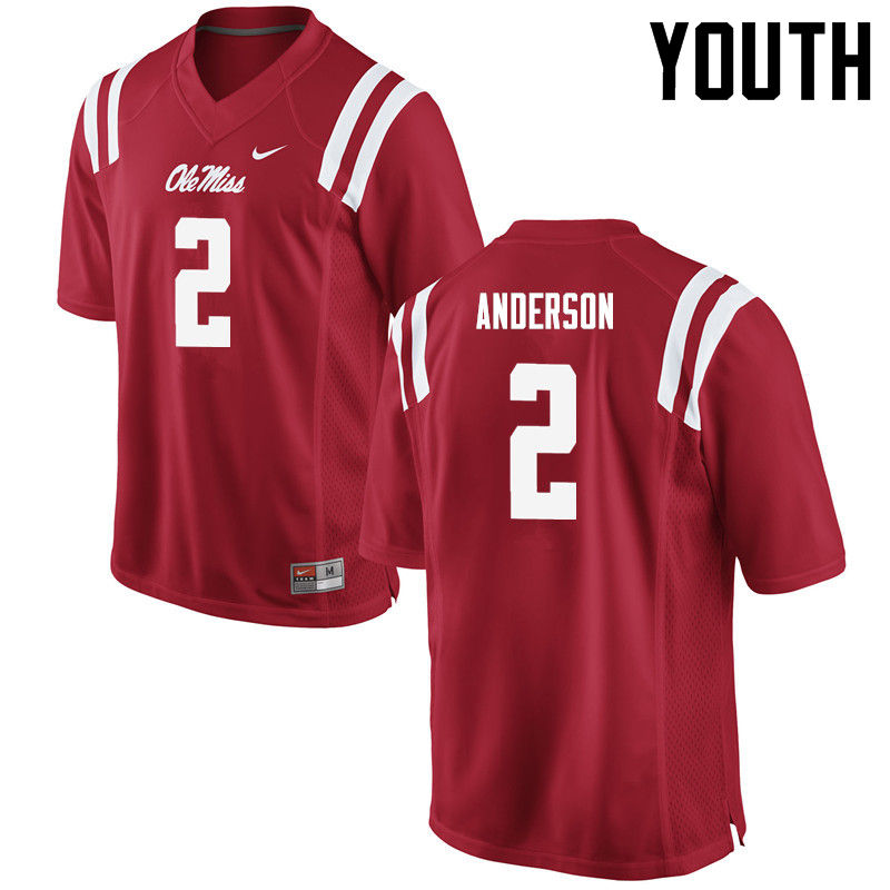 Youth Ole Miss Rebels #2 Deontay Anderson College Football Jerseys-Red - Click Image to Close